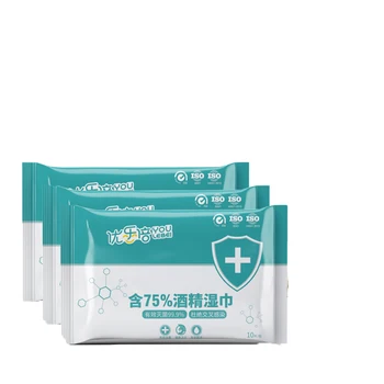 

10Pcs 75% Alcohol Wipes Portable Disinfection Antiseptic Pads Wipes Antibacterial Cleaning Home, Office, Hospital Alcohol Wipes