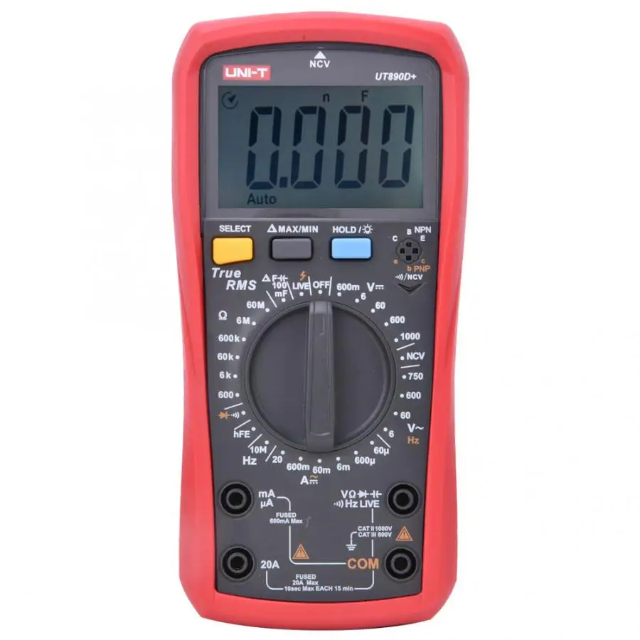 UNI-T UT890D+ 6000 цифр Ручной диапазон True RMS Многофункциональный цифровой мультиметр тестер