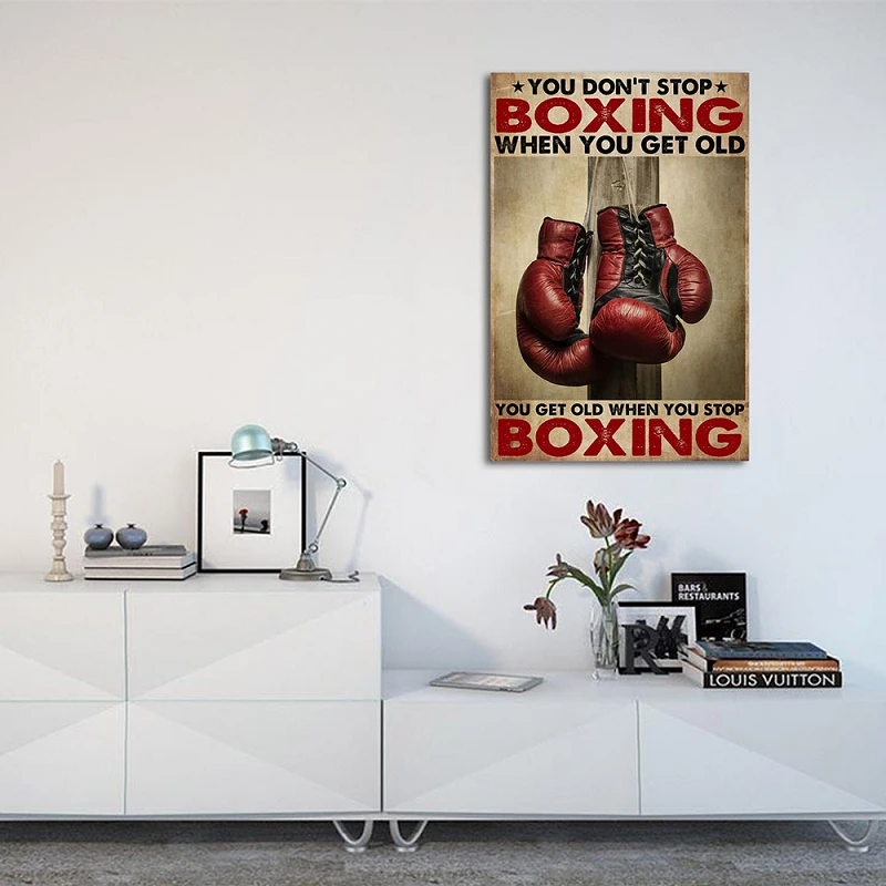 Red Retro Boxing Gloves Vertical Wall Art Print Poster Friend Gift Quote  Inspirational Canvas Painting Picture bedroom Gym Decor - AliExpress