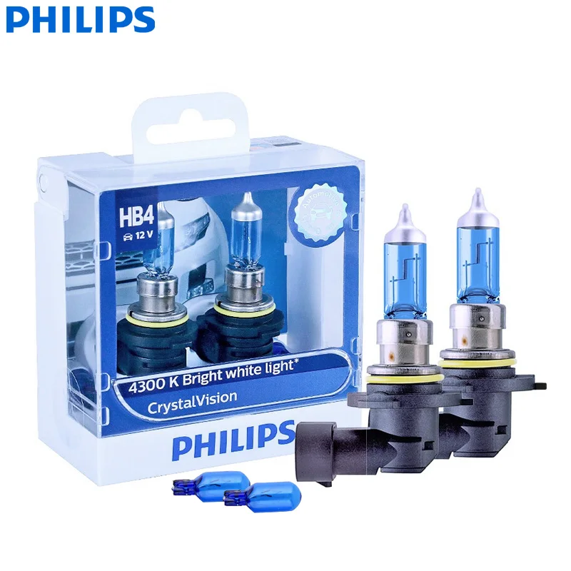 Philips Crystal Vision 9006 HB4 12 в 60 Вт P22d 9006CVSM 4300K яркий белый авто Галогеновый головной