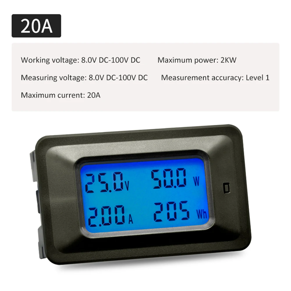 PC05-100A ЖК-дисплей DC 8-100 в измеритель мощности тока тестер 100A 4 в1 цифровой вольтметр Амперметр