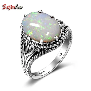 

Fine Trendy Big Oval Egg Shape Blue Fire Opal Ring Gothic Halo Pure 925 Sterling Silver Engagement Wedding Rings For Women