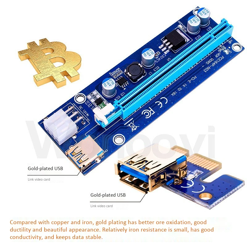 Позолоченный Pci Express X16 SATA 6pin usb 3 0 pci express удлинитель 10 шт./лот для майнинга