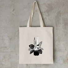 Женская Повседневная модная Холщовая Сумка с цветочным принтом, сумка для покупок, Harajuku, многоразовые большие вместительные сумки, многоцветные креативные сумки