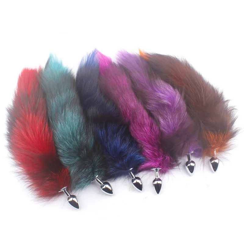 Разноцветная металлическая Анальная пробка с лисьим хвостом секс игрушка для