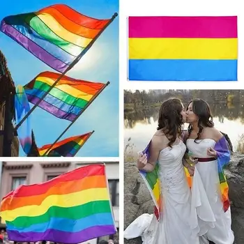 

Banner Lesbian Flag Large Pride Flag Creative 3x5ft Polyester Rainbow Tansgender Light Weight LQBTQ Pansexual