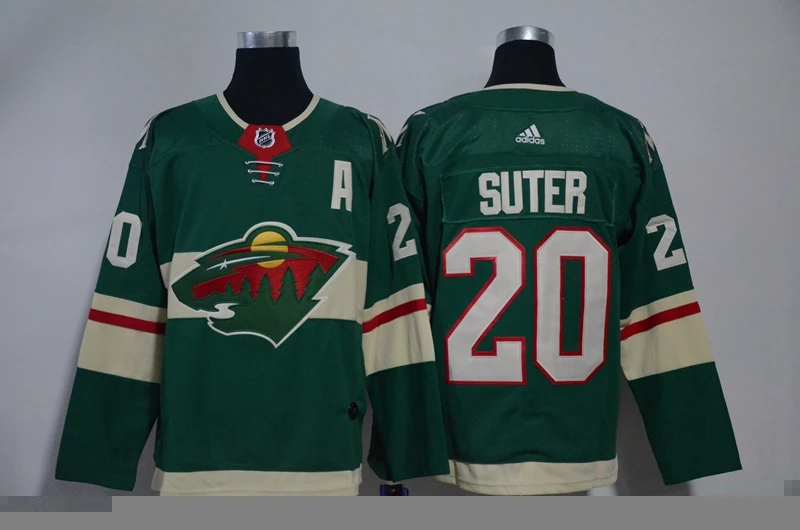 Бежевый Сшитые Миннесота Мужские взрослые#12 Eric Staal 20 Ryan Suter 40 Devan Dubnyk 64 Mikael Granlund Джерси - Цвет: Бежевый