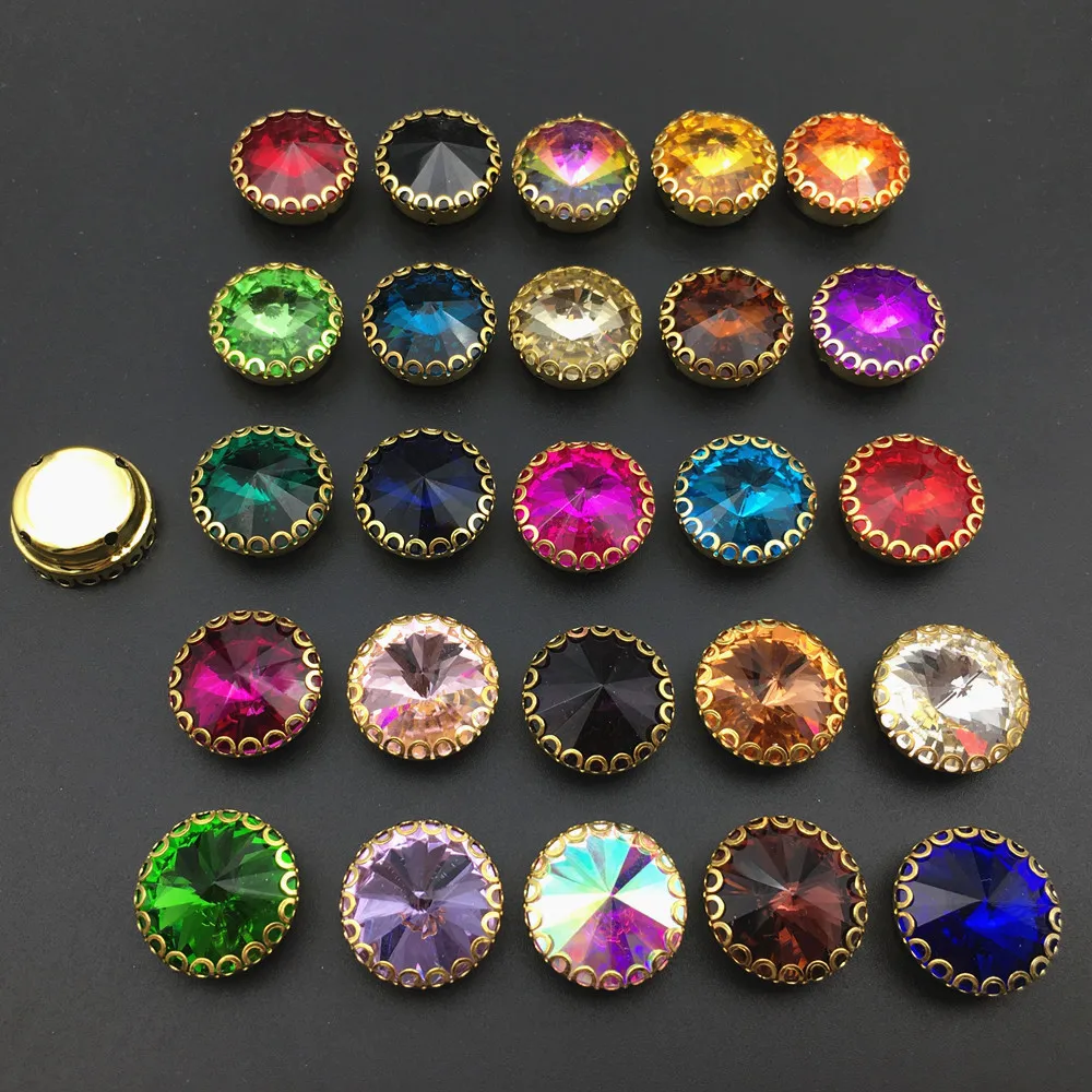 100 PCS 8mm Glass Rhinestone Color Rivoli Jewels beads dance clothes diy 