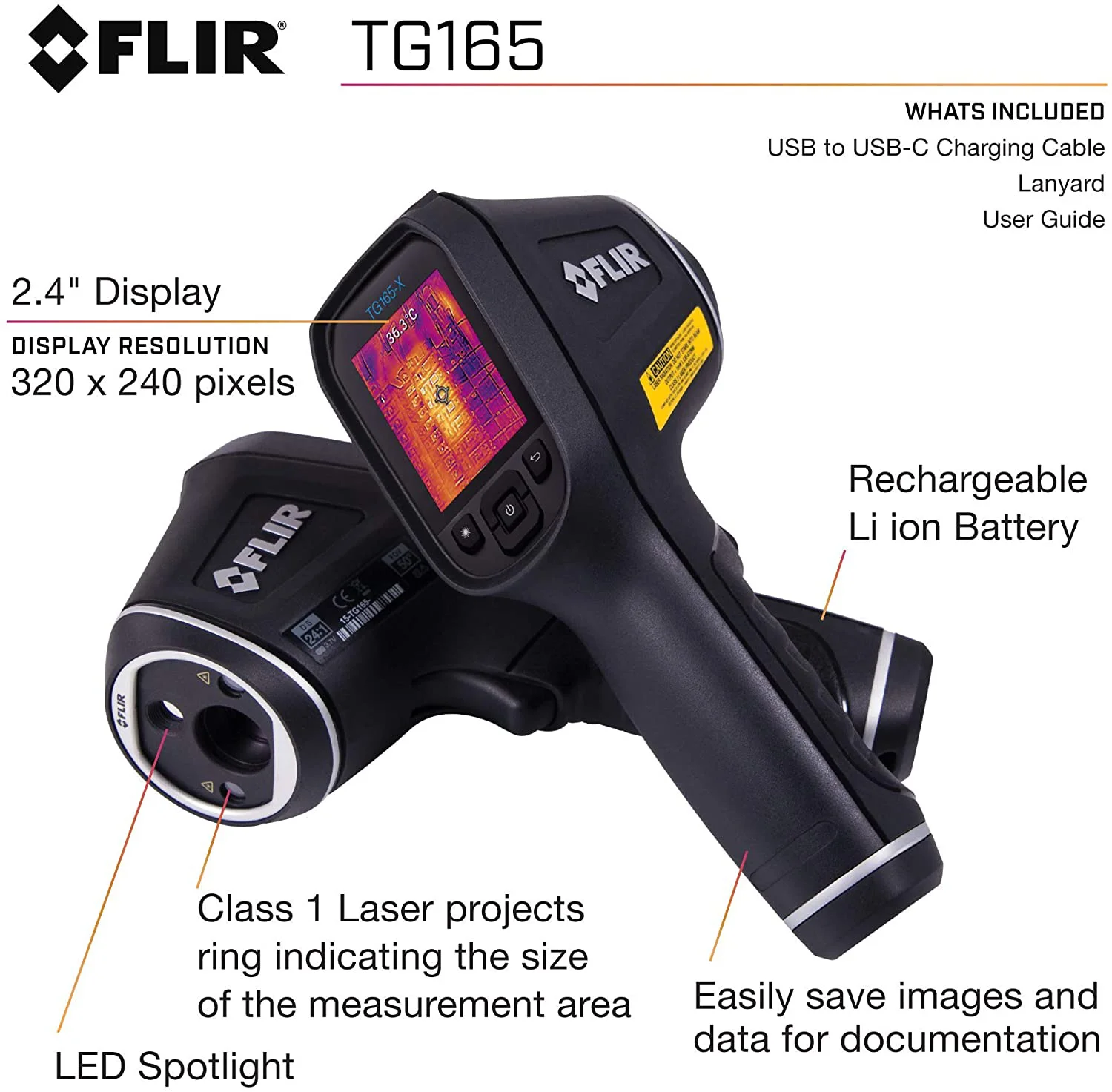 FLIR TG165-X - Cámara térmica puntual con tecnología MSX