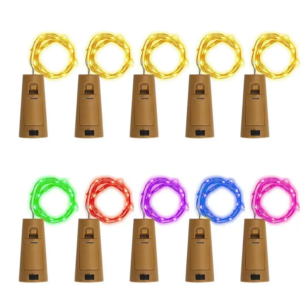 

10pcs/lot 1M 2M Wine Bottle Lights With Cork Copper Wire LED String Light Christmas Holiday New Year Party Wedding Fairy Garland