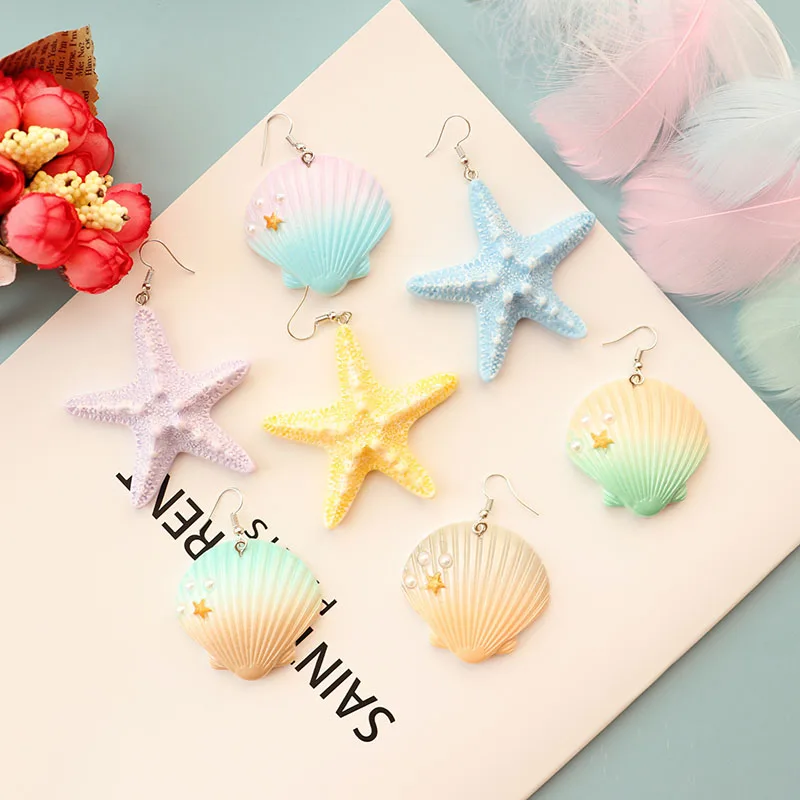 

Big Starfish Scallop Drop Earrings For Women Fashion Accessories Girls DIY Handmade Unique Personality Dangle Earrings Jewelry