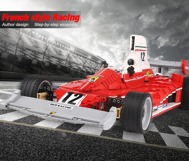 DHL 03023 Techinc автомобиль серии красный F1 хром, Ванадий Набор сборки Модель автомобиля игрушки Дети Рождественские подарки строительные блоки кирпичи