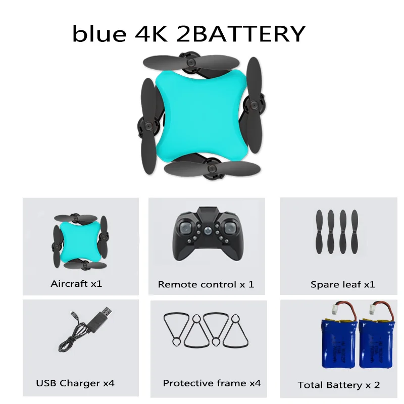 blue 4K 2B Bag KY902S мини-Дрон 4k HD камера креативный DIY дизайн пять цветов RC складной Квадрокоптер пульт дистанционного управления игрушка для детей - Цвет: blue 4K 2B Bag