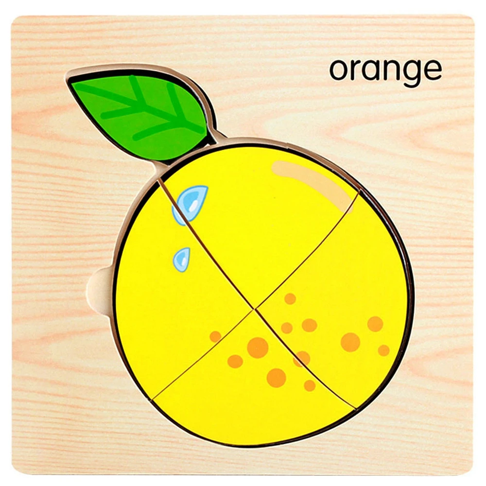 orange Детские развивающие Игрушки для раннего развития, 3D деревянные головоломки, милые Мультяшные животные, фрукты, пазлы, игрушки для детей, детская танграмма, пазлы - Цвет: orange