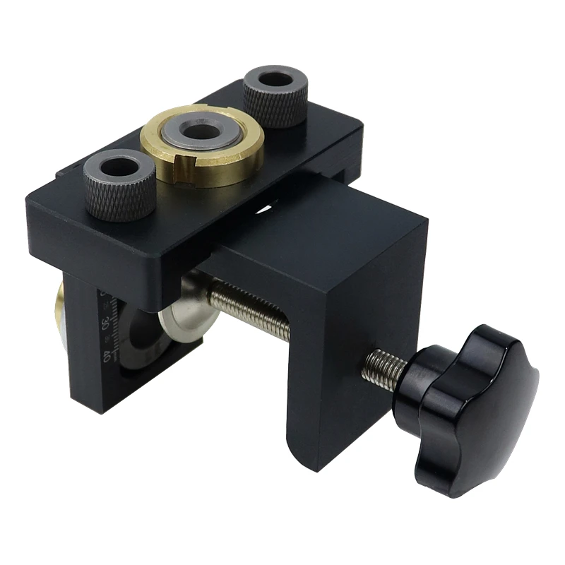 

Black Aluminum Pocket Hole Screw Jig Dowel Drill Guide Positioning Locator Tools