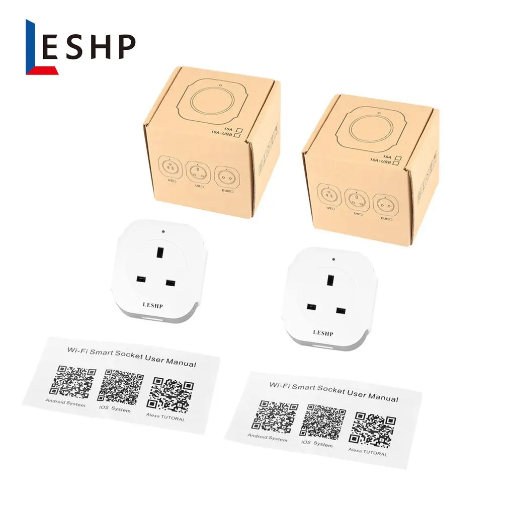 LESHP 2 шт./компл. один Порты и разъёмы Беспроводной мини розетка Smart Plug с USB Выход (5 V/1A) электронный выключатель Wi-Fi розетка 100-240V
