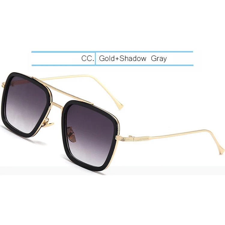 Gold-Shadow Gray IVSTA Tony Stark солнцезащитные очки стимпанк очки Железный человек 3 панк стиль полета Роскошные брендовые дизайнерские очки модные Мстители близорукость - Цвет линз: Gold-Shadow Gray