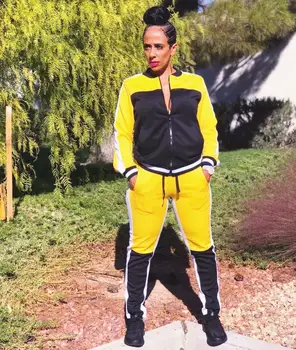 

Europe and the United States women's clothing autumn winter new casual two-piece suit popular fashion stitching sports suit