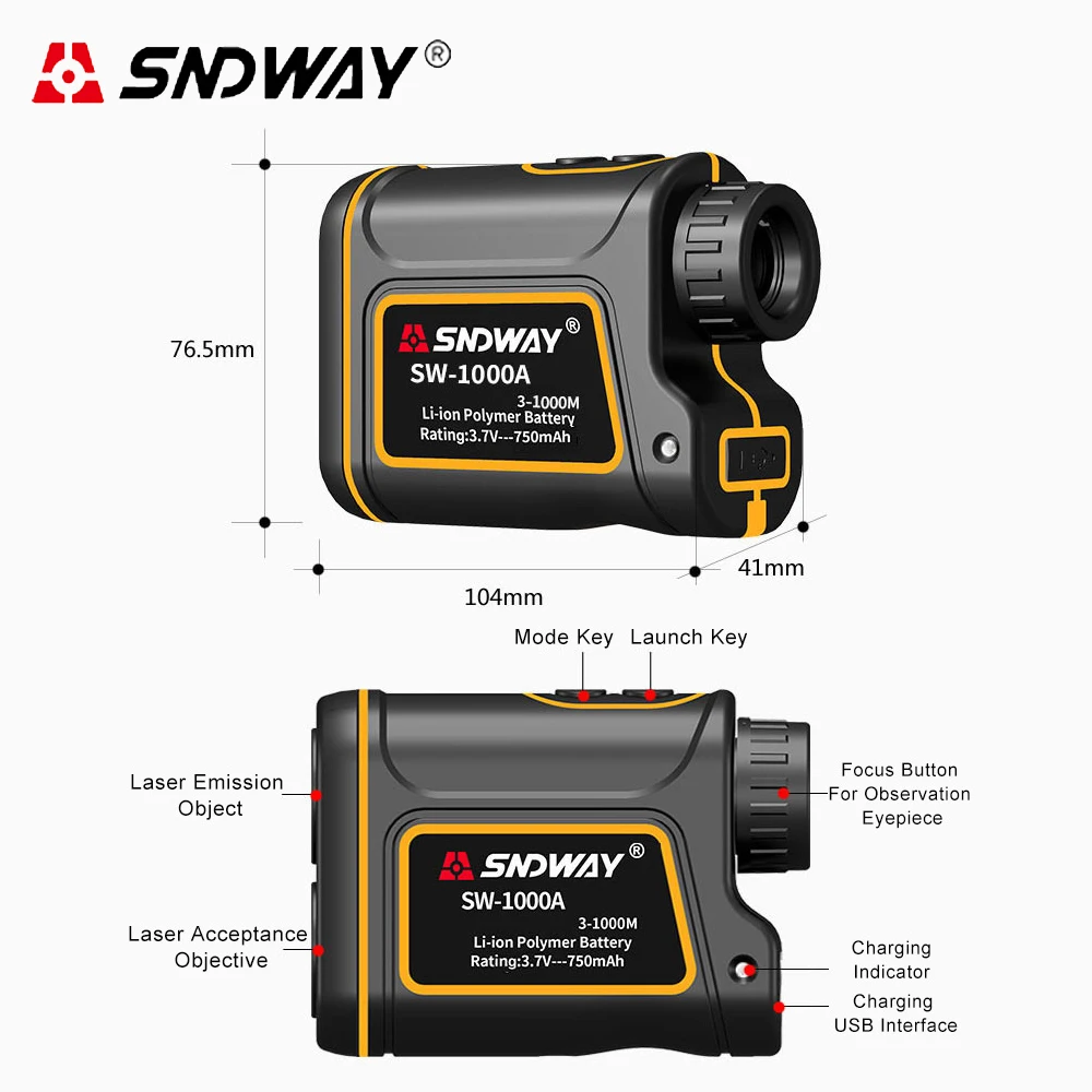 Лазерный дальномер SNDWAY SW1000-A trena, дальномер для охоты и метро, лазерный измеритель 600 м, 1000 м, 1500 м, telemetre laser chasse