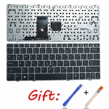 Novo teclado dos eua para hp elitebook 2560p 2570 2570 2560 inglês portátil kb prata quadro(China)