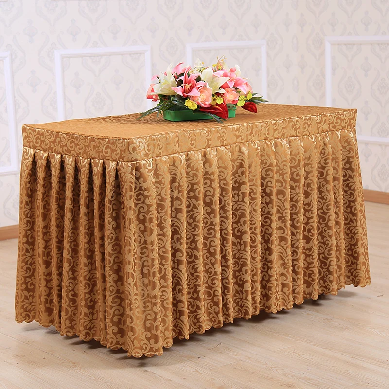 Custom-Made Hotel Table Skirting Meeting Wedding Banquet Check-In Table Buffet Thickening Jacquard Skirting Cover