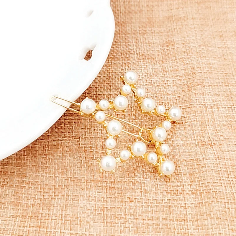

1PC Popular Korean Fashion Imitation Star Moon Pearl Hairpin Ladies Girls Handmade Sweet Pearl Flower Hairpin Hair Accessories