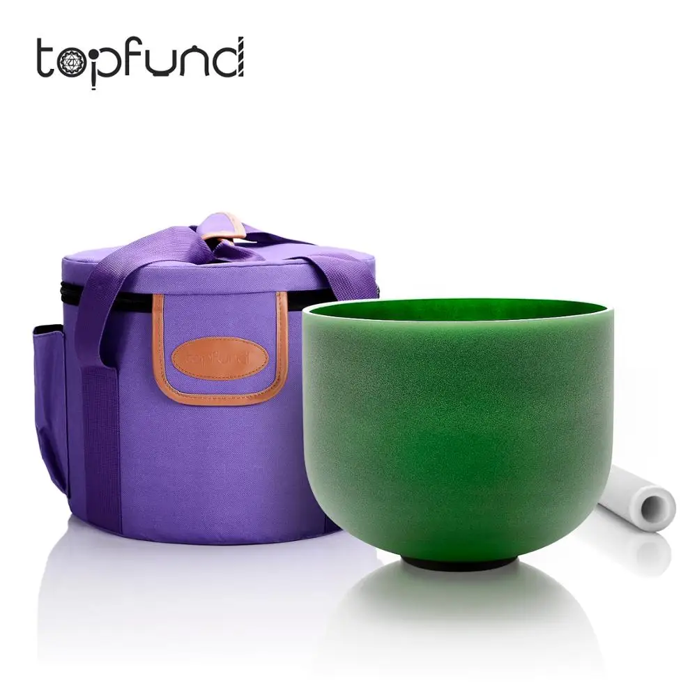 

TOPFUND F Heart Chakra Tuned Green Colored Frosted Quartz Crystal Singing Bowl ,CASE Free