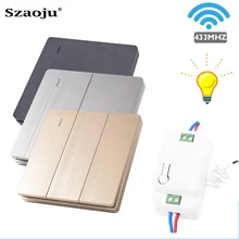 Szaoju EU 1Gang2way 433Mhz Wireless Smart Push Light Switch Button RF Remote Control AC110-220V Module Wall Panel Ceiling Lamp