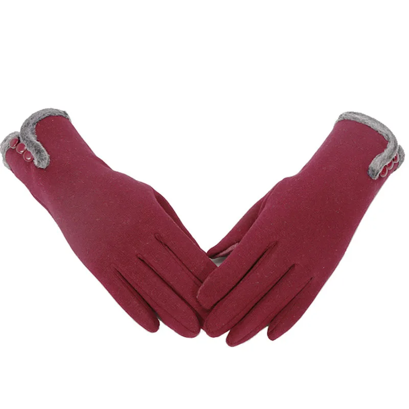Новые модные женские перчатки толстые перчатки с сенсорным экраном зимние и осенние уличные спортивные теплые цельные перчатки из искусственного меха - Цвет: E