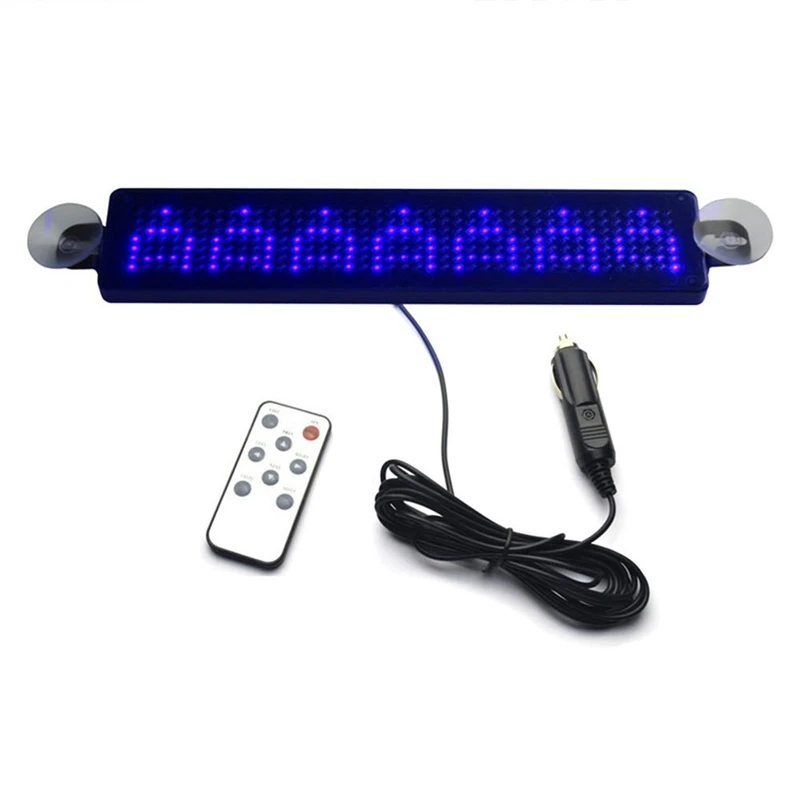 

12V Car LED Programmable Message Sign Scrolling Display Board with Remote (Blue)
