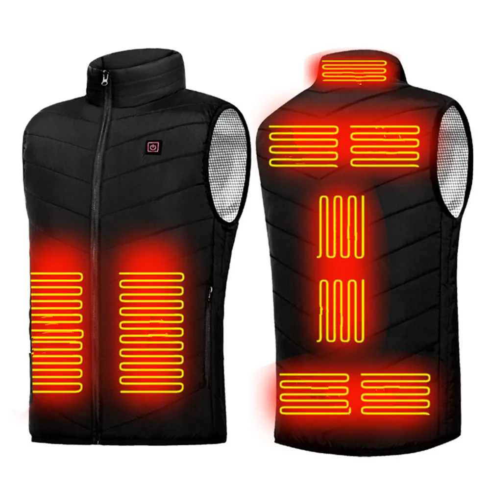 9 áreas chaleco caliente chaqueta USB hombres invierno calefacción eléctrica chaqueta sin mangas al aire libre pesca chaleco para cazar senderismo chaleco|Chalecos de senderismo| - AliExpress
