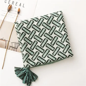 

Boho hijab scarf women autumn winter Spain style bohemian long green geometric print scarf shawl pashmina for ladies