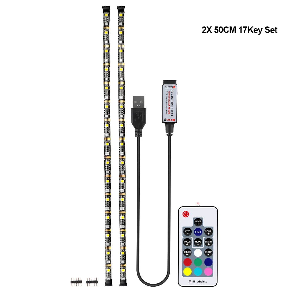 Excellux 5 в RGBW RGBWW USB Светодиодная лента с 17Key RF дистанционный гибкий светодиодный светильник 50 см 1 м 2 м 3M 4M для ТВ ПК фоновый светильник - Испускаемый цвет: 2 X 50CM SET