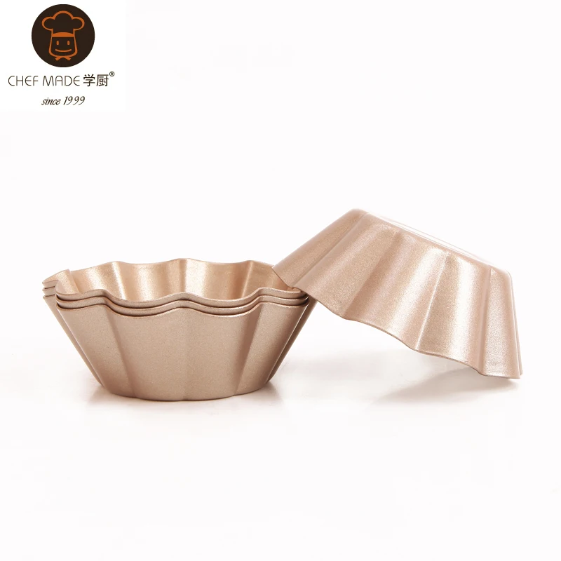 

Egg Tart Mold Baking mold corrugated 3 inch non-stick 4 loaded Pod mold