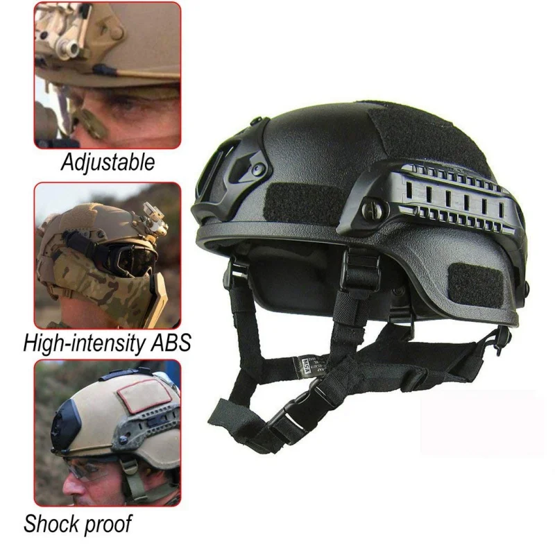 Военный Тактический шлем для спорта на открытом воздухе Регулируемый шлем из abs с боковыми рельсами