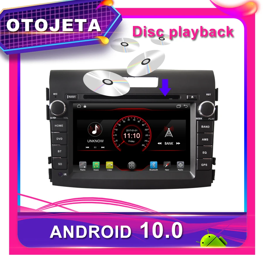 OTOJETA Автомобильный DVD Android 10,0 Автомобильный gps для HONDA CRV 2012 7 дюймов Автомобильный Радио плеер мультимедийная лента рекордер bluetooth навигация
