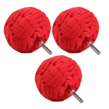 

3Pcs Universal Red Soft 3inch 76mm Buffing Ball Pads Set For Car Polishing