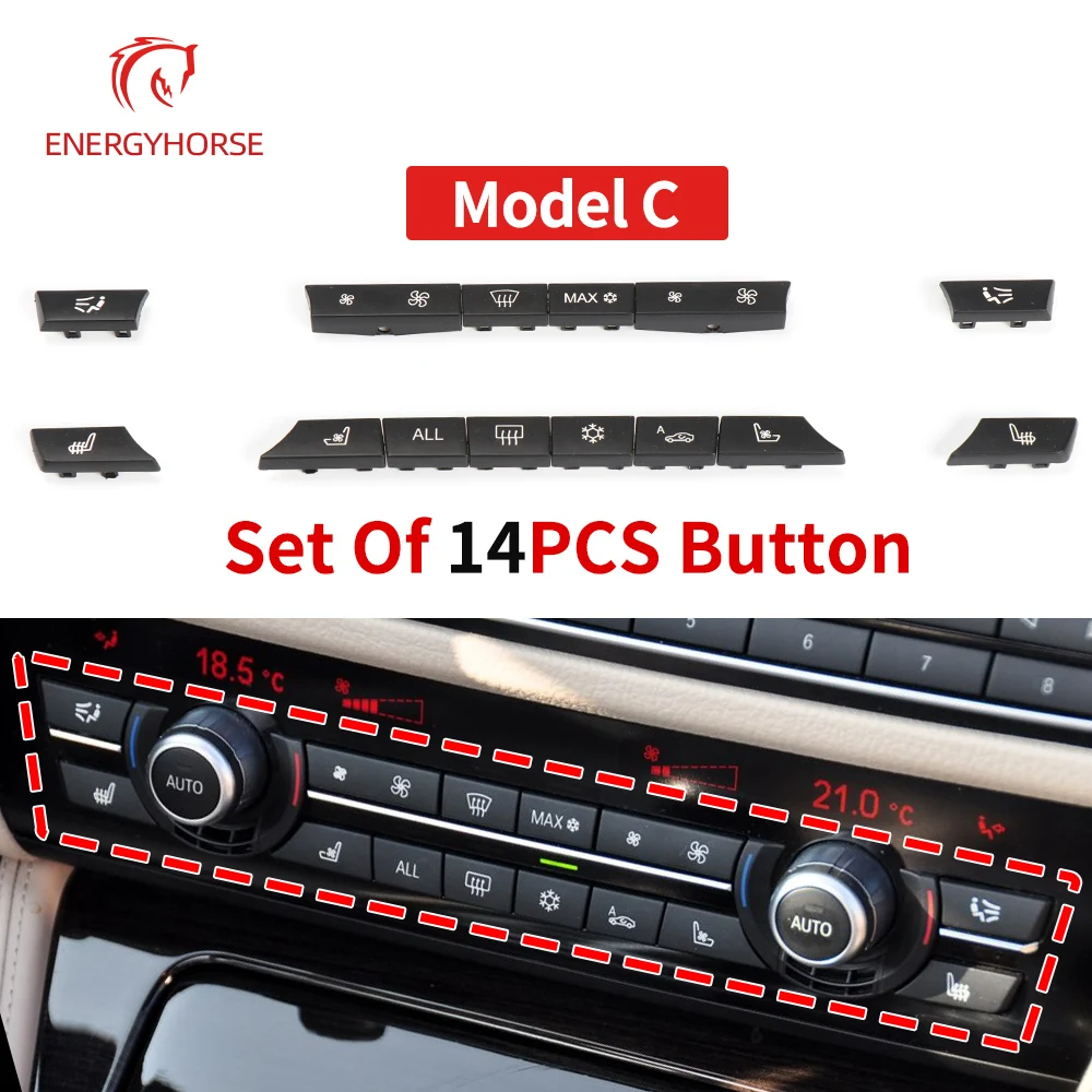 11/12/14pcs 대시 보드 에어컨 AC 버튼 히터 스위치 커버 BMW 5 6 7 시리즈 X5 X6 F10 F18 F06 F12 F01 F02 F15 F16
