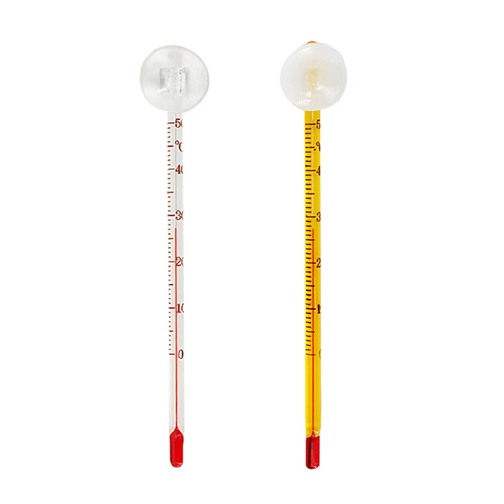 Glass Aquarium Thermometer Fish Tank Submersible Temperature Measuring Tool With Suction Cup 14CM 0-50℃ Aquarium Accessory