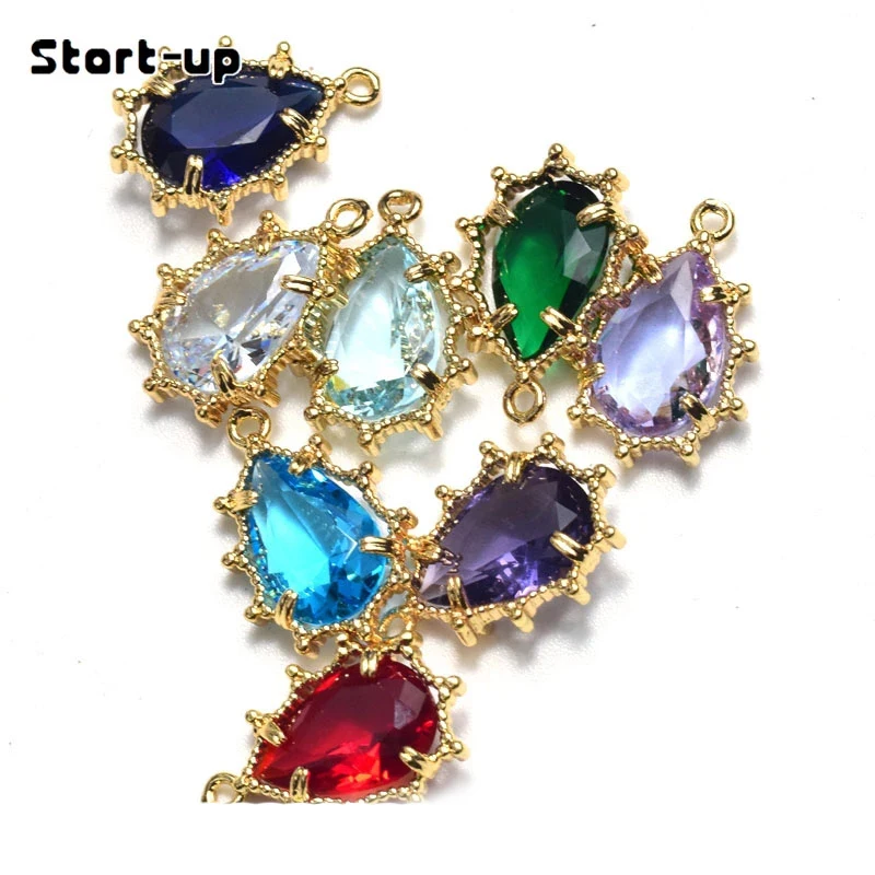 

10pcs/lot High Quality Rhinestone Drop Earring Shape Charm Connectors for Necklace Handmade Jewelry Accessories