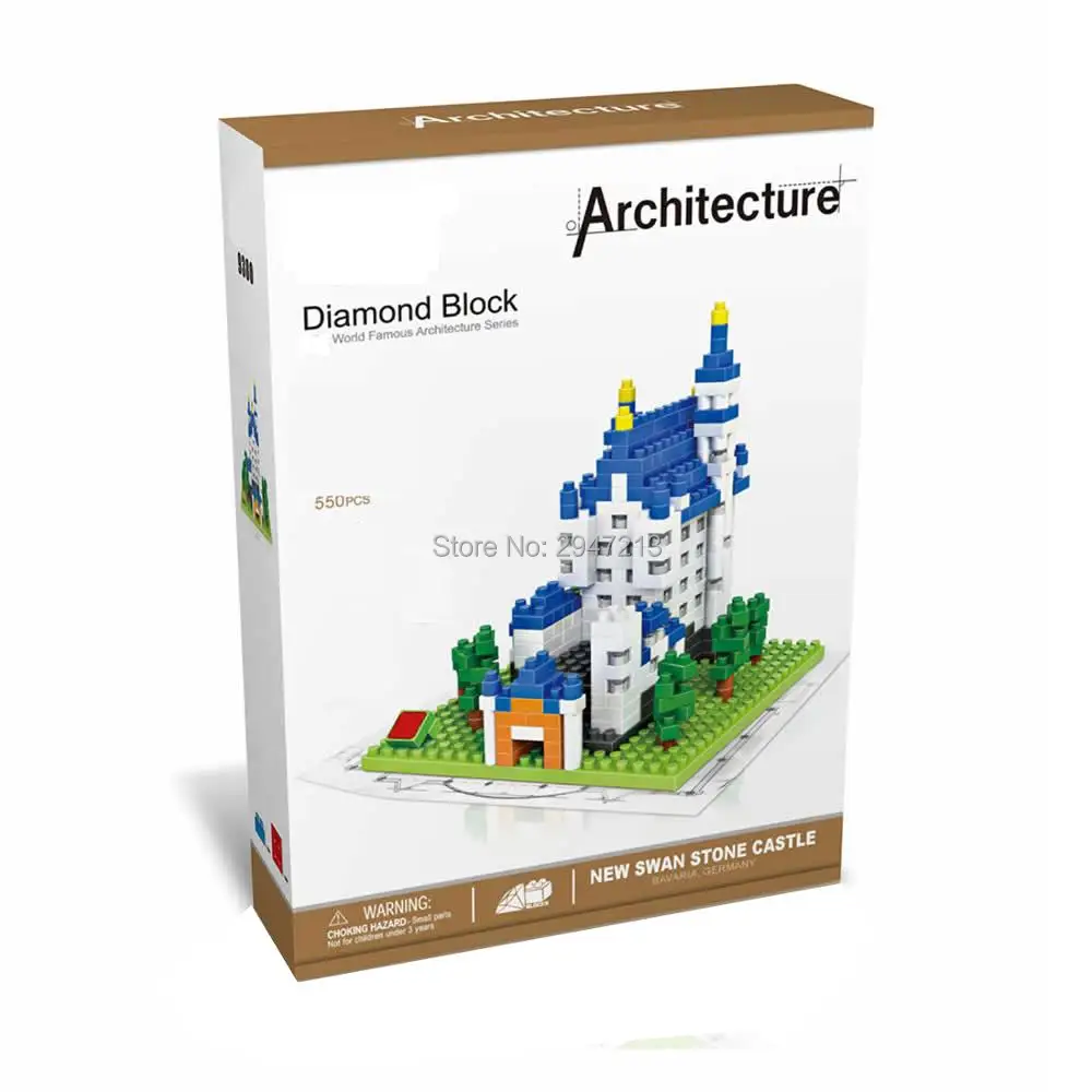 

hot LegoINGlys creators city architecture New Swan Stone Castle Germany model mini micro diamond block nano bricks toys for gift