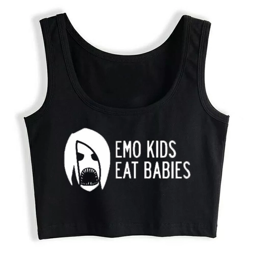 Crop Top Female Emo Kids Eat Babies Vogue Black Print Tops Women Tank Tops Aliexpress Crop Top Female Emo Kids Eat Babies Vogue Black Print Tops Women Tank Tops Aliexpress