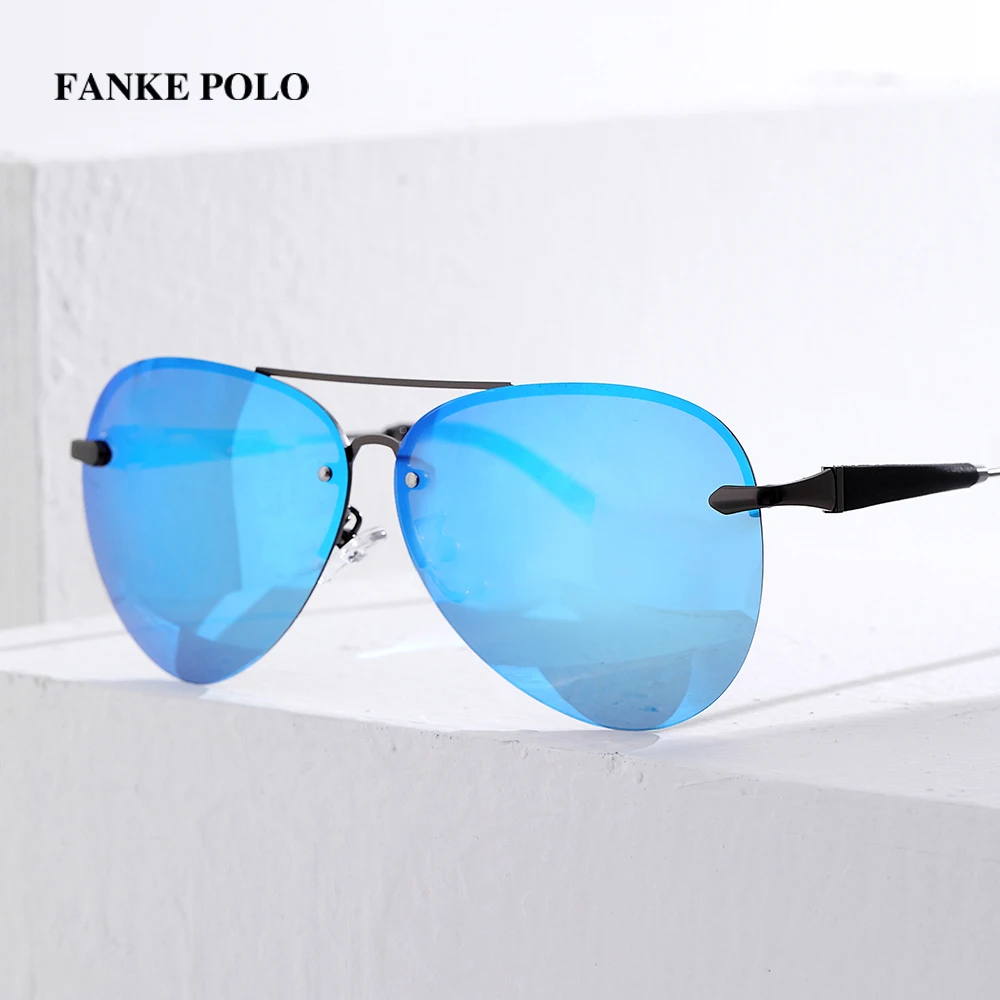 FANKEPOLO new men's retro sun eye round metal polarizer luxury brand designer sun eye black driving mirror goggles fashion