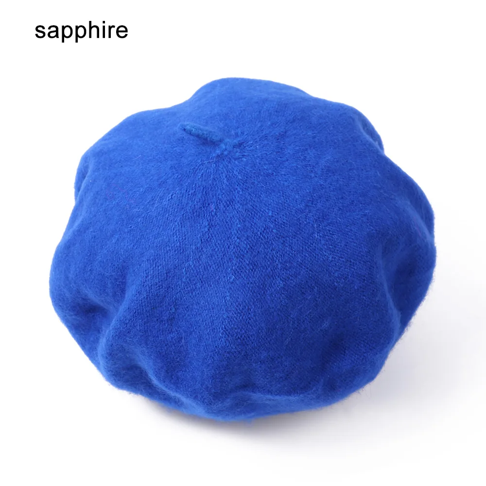 sapphire Милая шерстяная шапка для маленьких девочек; винтажные осенне-зимние шапочки; Детские регулируемые береты для малышей; шапка из фетра в виде тыквы; шапка для художника - Цвет: sapphire