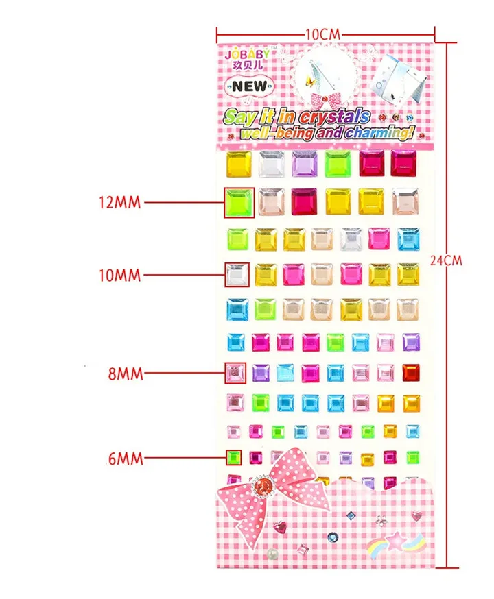 1  Square Round Five-pointed Rhinestones Stickers Acrylic Resin Drill  Crystal Diamond Stickers Diy Mobile Phone Shell Decor Sticker