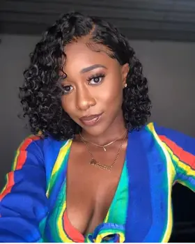 

Curly Short Wigs 13x4 Lace Front Human Hair Wigs For Black Women Short Bob Wigs Brazilian Remy Hair Pre Plucked Natural Hairline