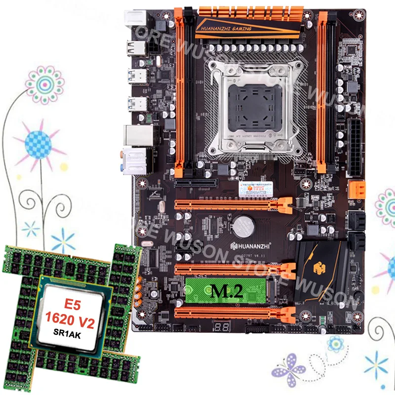 Najtaniej Słynna marka HUANANZHI deluxe X79 płyta główna z gniazdem M.2 SSD procesor intel xeon E5 1620 V2 SR1AR 3.7GHz RAM 32G (4*8G) REG ECC