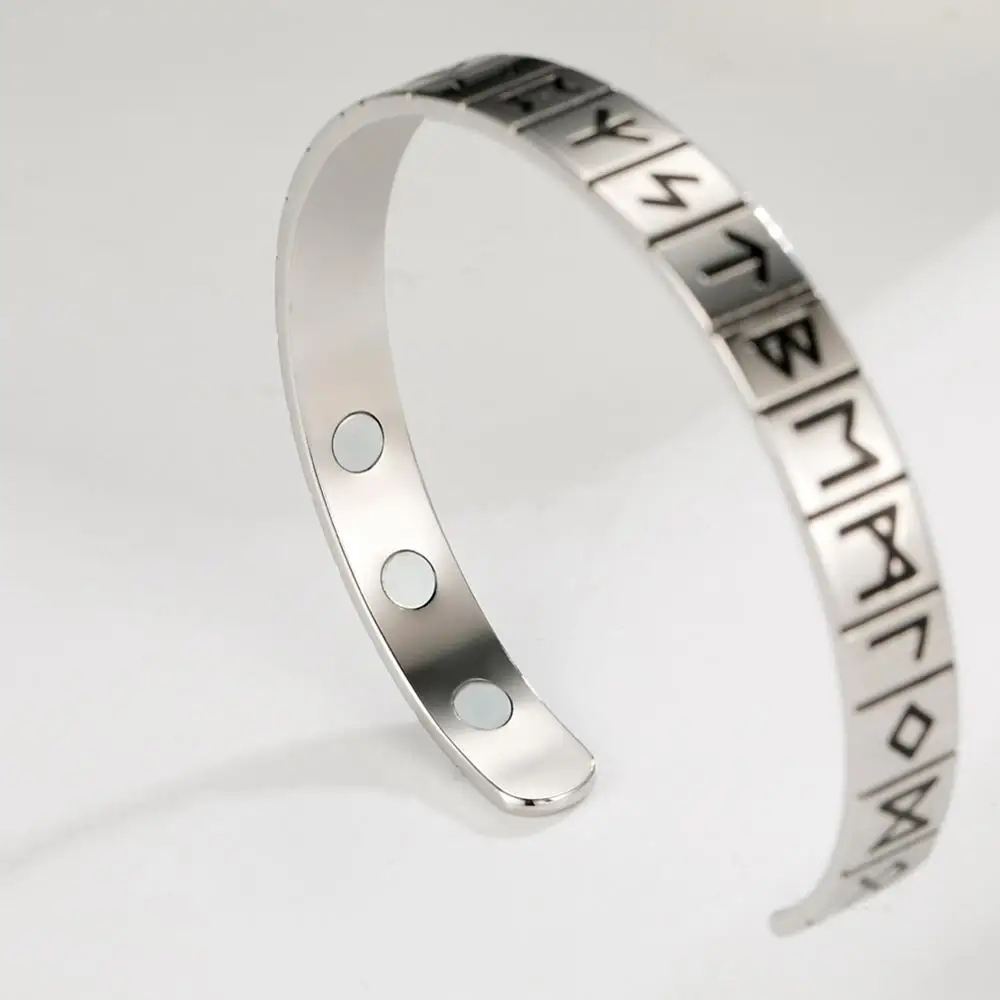 Dawapara Ancient Nordic Talisman Viking Bracelet Runes Letters Stainless Steel Bangle God's Blessing Amulet Bracelet