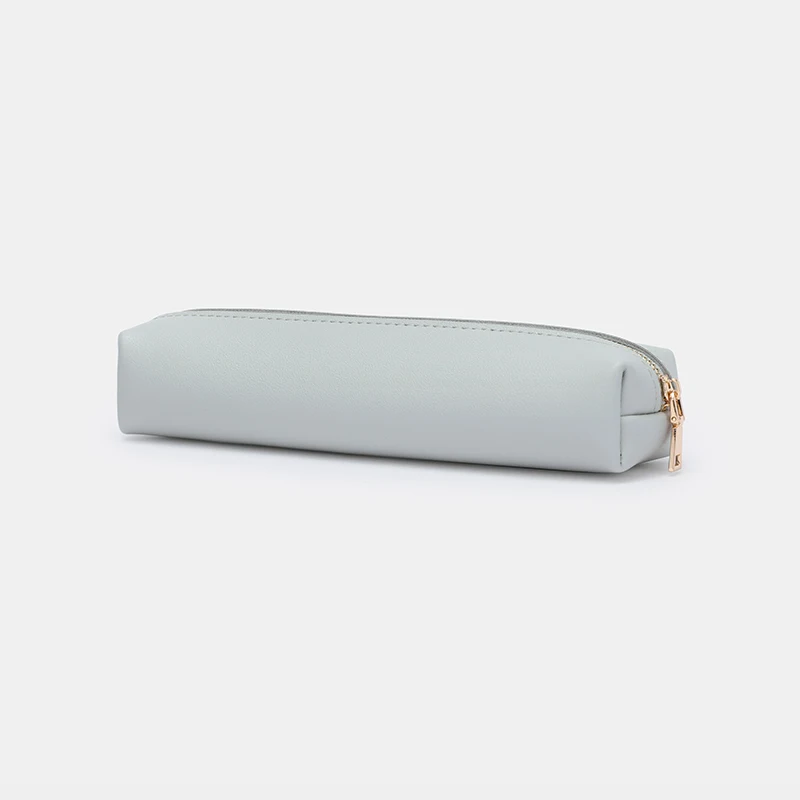 

New product pure color Korean simple men and women pencil case creative small fresh pu leather student stationery bag pencil bag