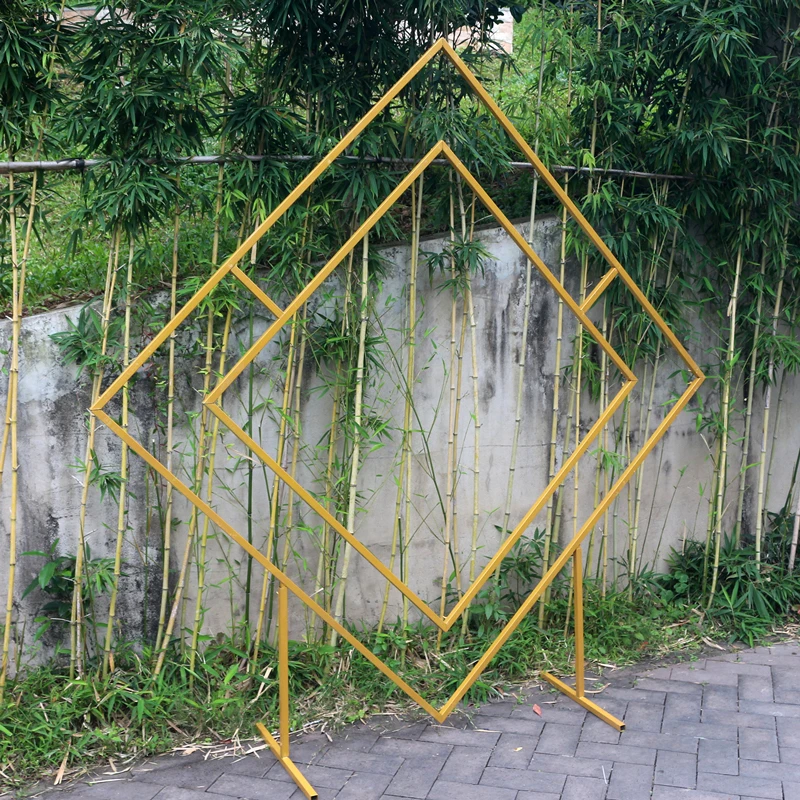 JAROWN Wedding Arch Rhombus Shelf Backdrop Frame Quadrilateral Geometry Flower Stand Shooting Props Wedding Arrangement Decor (5)